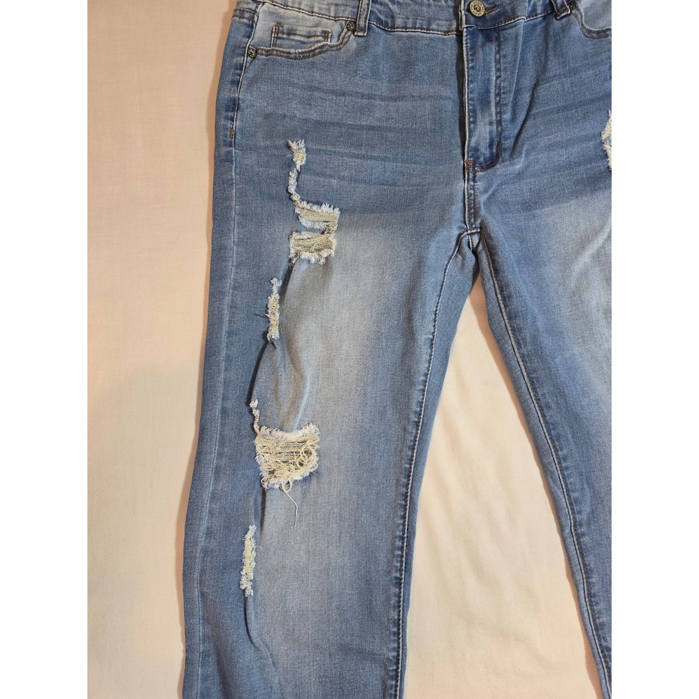 Umgee Denim High Rise Straight Leg Distressed Ripped Jeans Medium Wash Size 7 - Picture 14 of 16